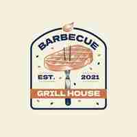 Vettore gratuito modello di logo barbecue creativo con dettagli