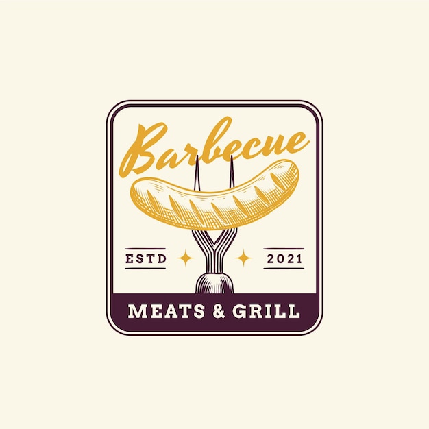 Vettore gratuito modello di logo barbecue creativo con dettagli