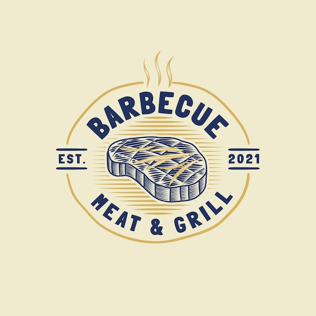 Creative barbecue logo template with details