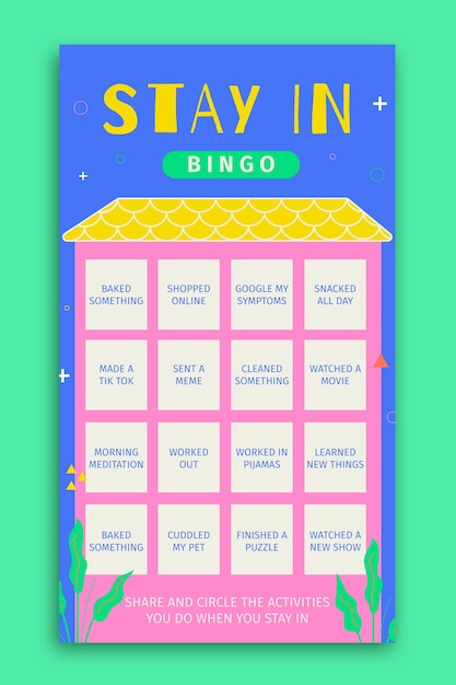 Free vector creative bingo stayin plans instagram story