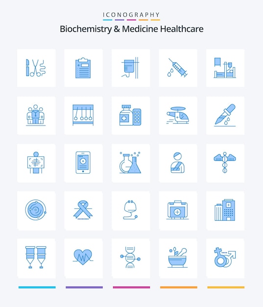 Free vector creative biochemistry and medicine healthcare 25 blue icon pack such as drip drug healthcare medical dope