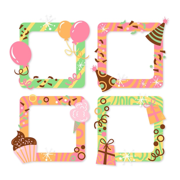 Free vector creative birthday collage frame set