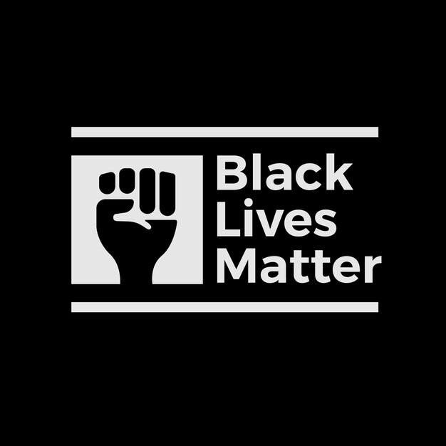 Creative black lives matter lettering with drawn fist