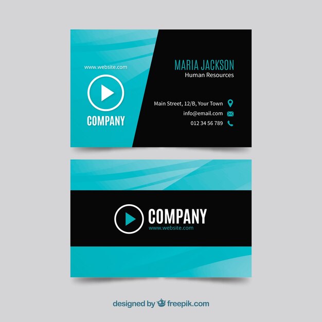 Creative blue and black business card template