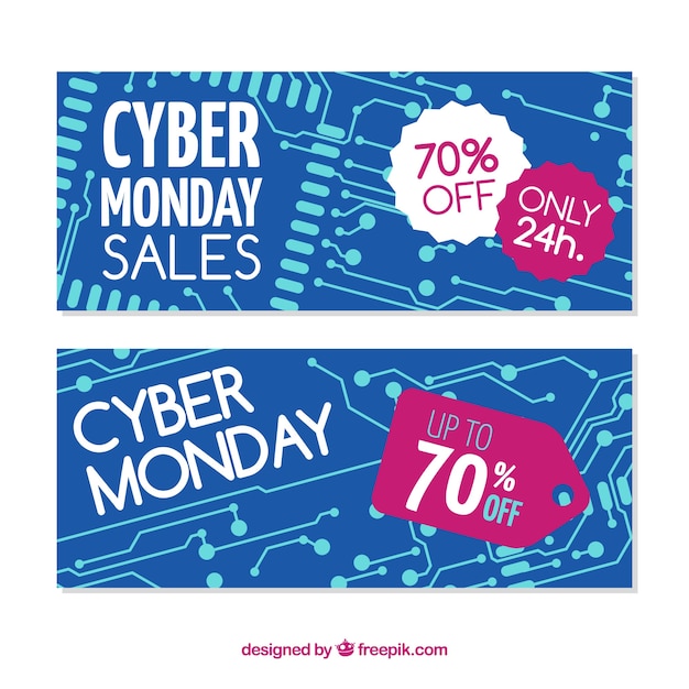Creative blue cyber monday banners