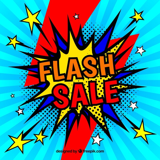 Creative blue flash sale background in comic style