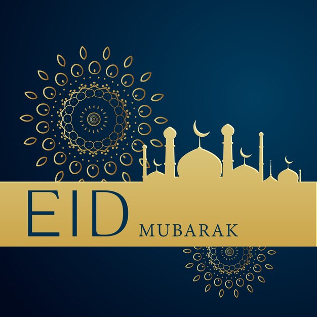 Creative blue and golden design for eid mubarak