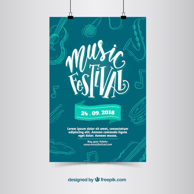 Free vector creative blue music poster design