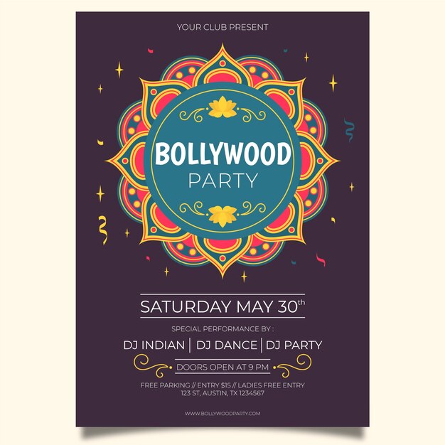 creative bollywood party poster template