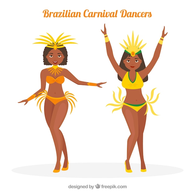 창조적 인 브라질 카니발 댄서 세트