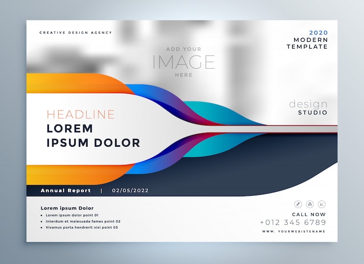 Free Vector creative brochure design with abstract shapes