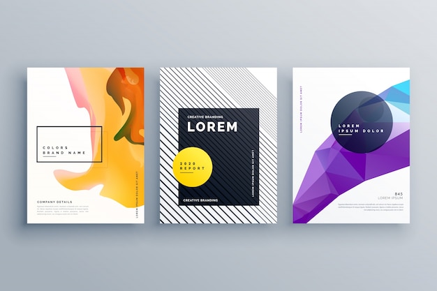 Set di progettazione di poster di copertina creativa del brochure creativo