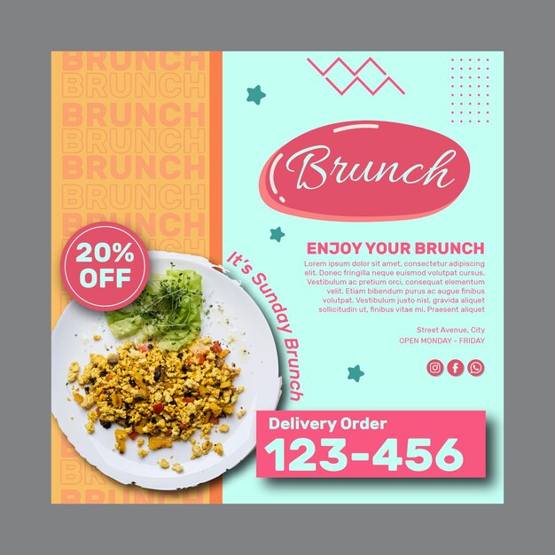 creative brunch square flyer template