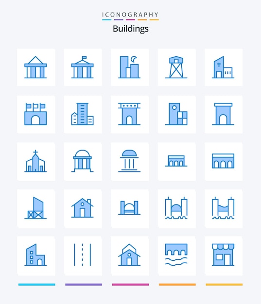 創造的な建物 25 教会の建物の夜戦争狩りなどの青いアイコン パック