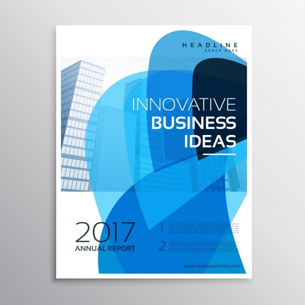 Creative business brochure with blue abstract shapes