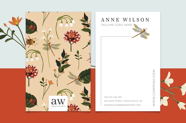 Creative business card template with vintage flowers