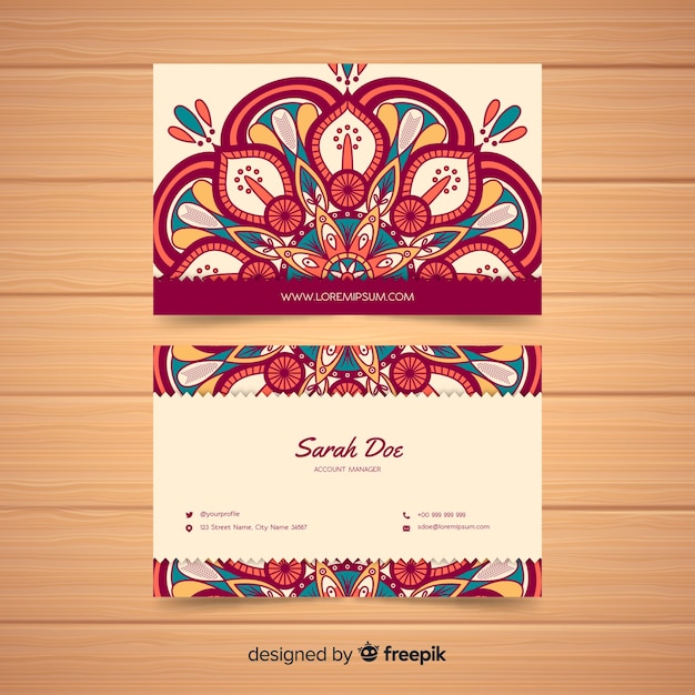 Free vector creative business card with mandala concept
