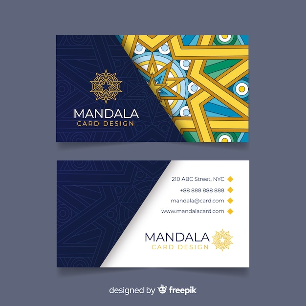 Free vector creative business card with mandala concept