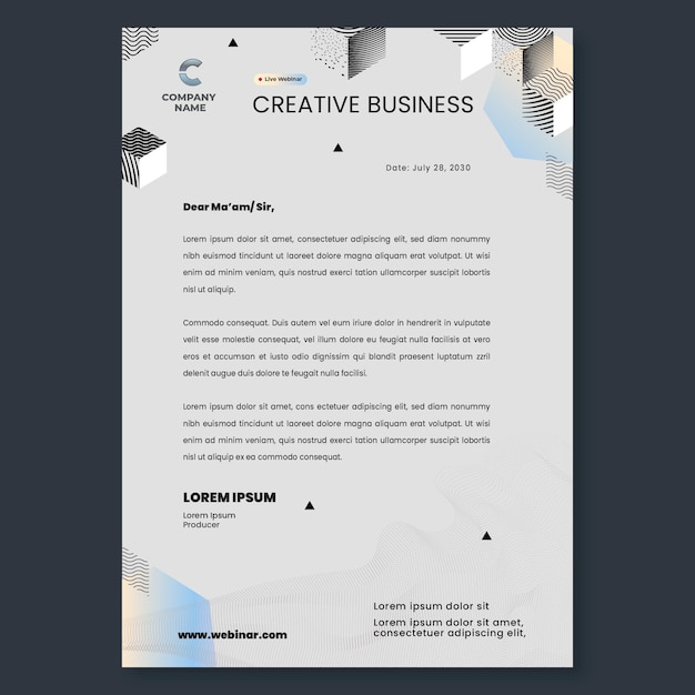 Free vector creative business letterhead template