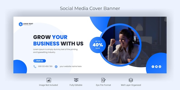 Creative business social media facebook cover banner template