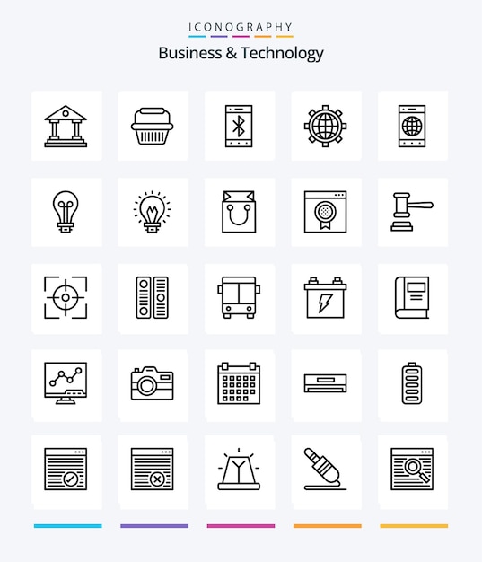 Creative Business Technology 25 OutLine icon pack Such As cell world bluetooth preference browser