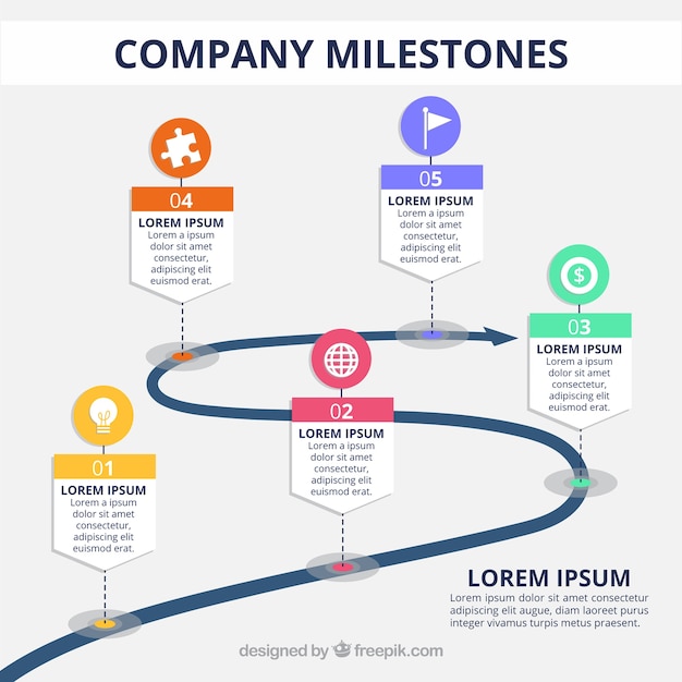 Free vector creative business timeline concept with road