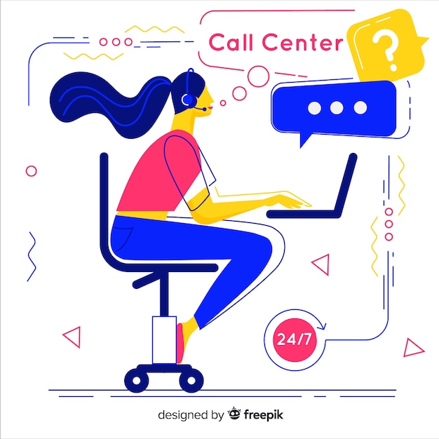 Free vector creative call center design in flat style