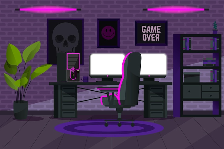 Free Vector creative cartoon gamer room