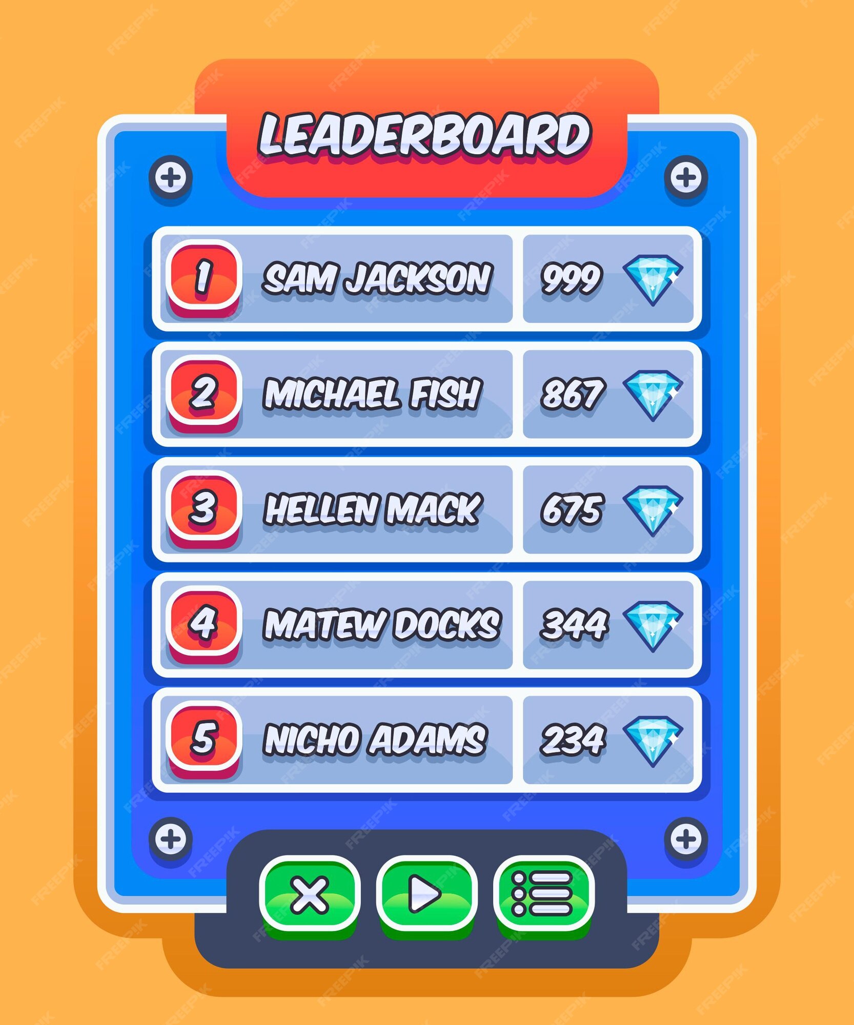 Free Vector  Creative cartoon leaderboard for game