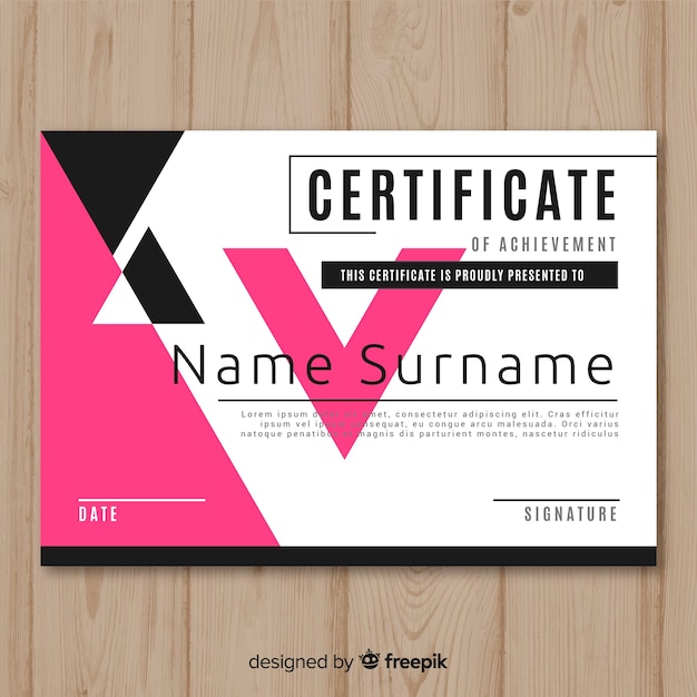 Creative certificate template with abstract shapes