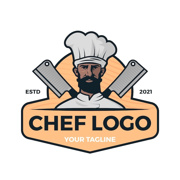Бесплатное векторное изображение Креативный шаблон логотипа шеф-повара