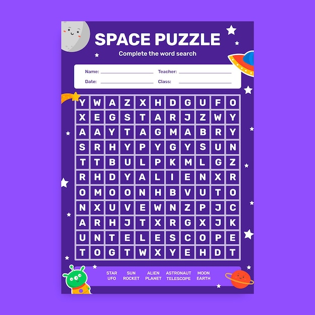 Free vector creative child-like space week worksheet