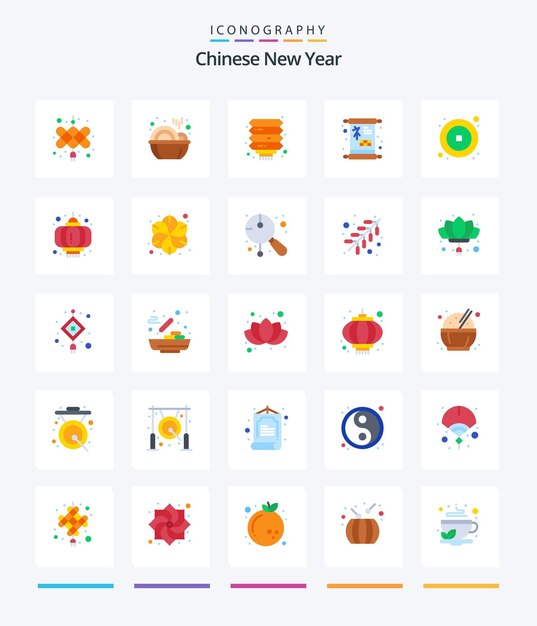 Creative Chinese New Year 25 Flat icon pack Such As new coin chinese sign luck