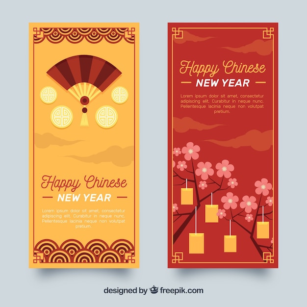 Free vector creative chinese new year banners
