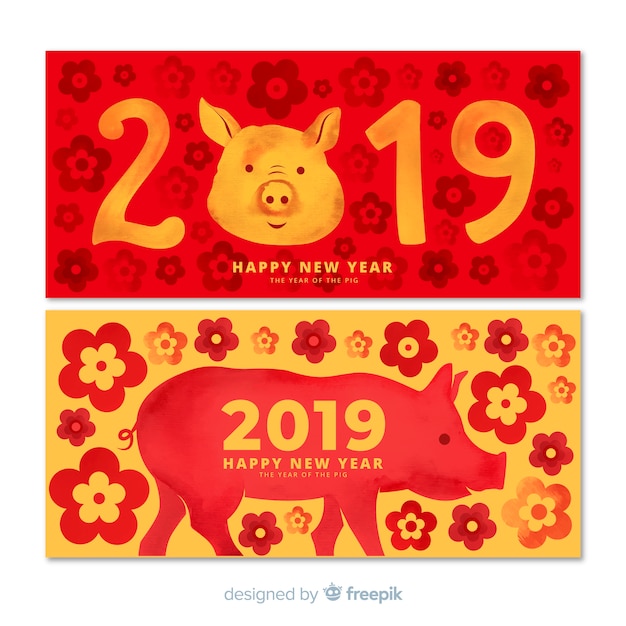 Free vector creative chinese new year banners