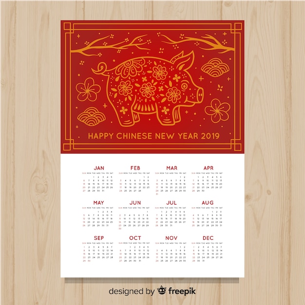 Free vector creative chinese new year calendar