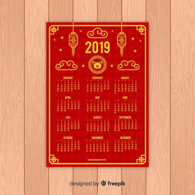 Free vector creative chinese new year calendar