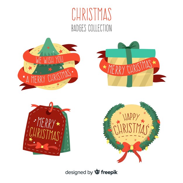 Free vector creative christmas badge collection