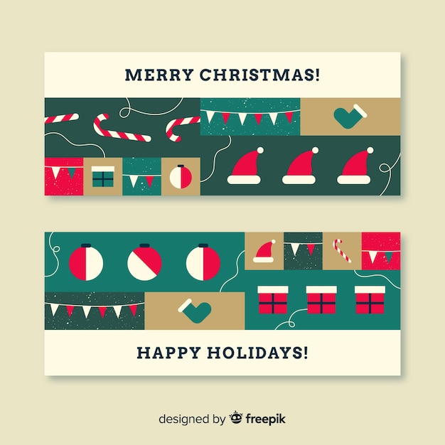 Creative christmas banners in flat design