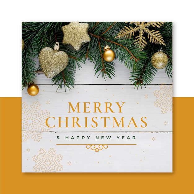 Creative christmas card template with tree branches
