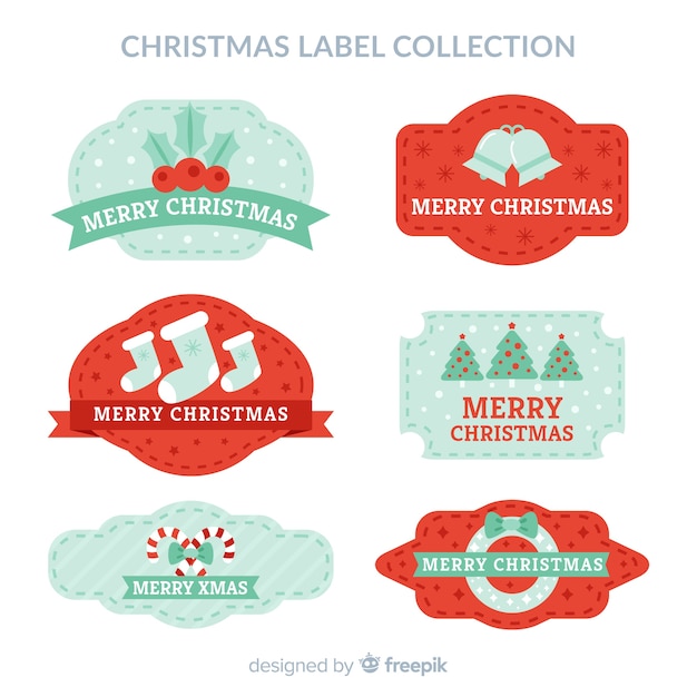 Free vector creative christmas label collection