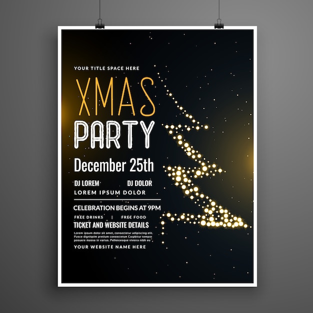 Бесплатное векторное изображение Творческий дизайн рождественской вечеринки в черном цвете
