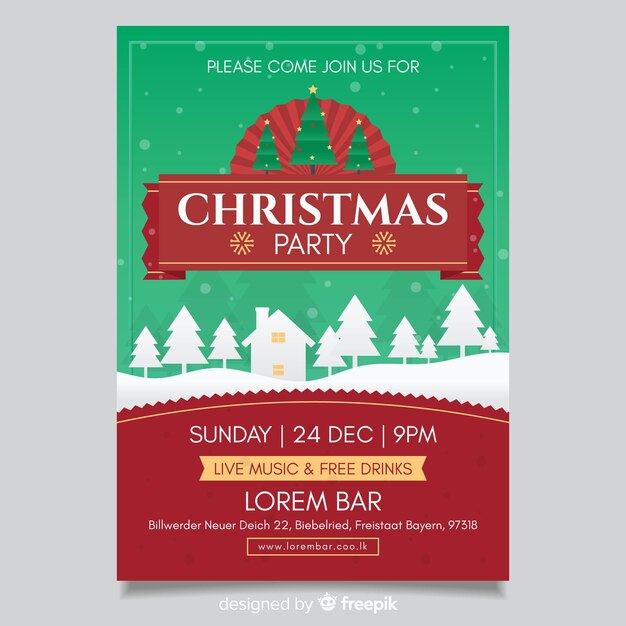 Free Vector creative christmas party poster template