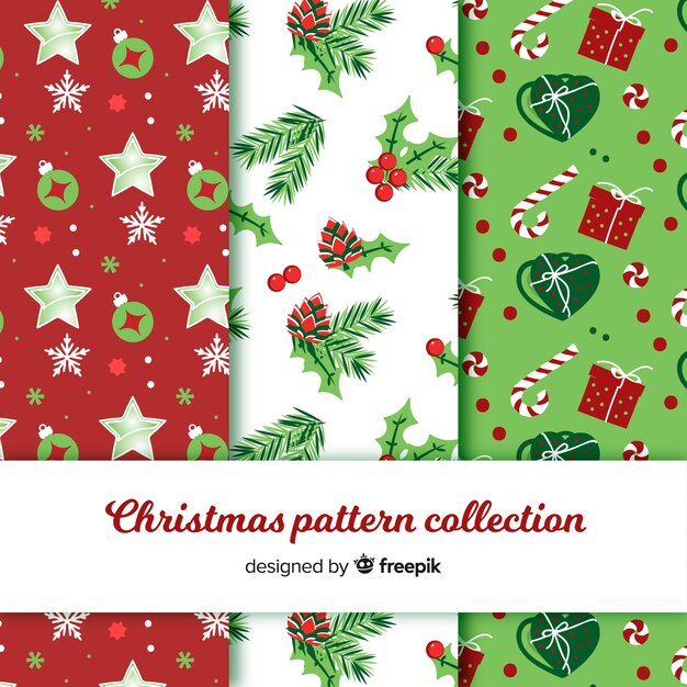 Creative christmas pattern collection in hand drawn design