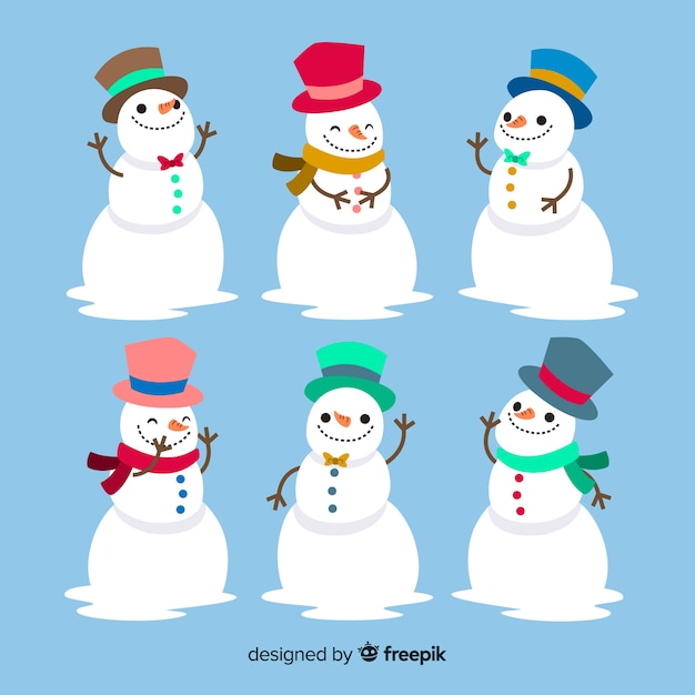 Free vector creative christmas snowman pack