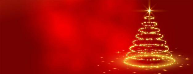 Free vector creative christmas tree made with sparkle rings on red background