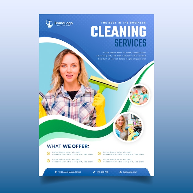 Free vector creative cleaning service flyer