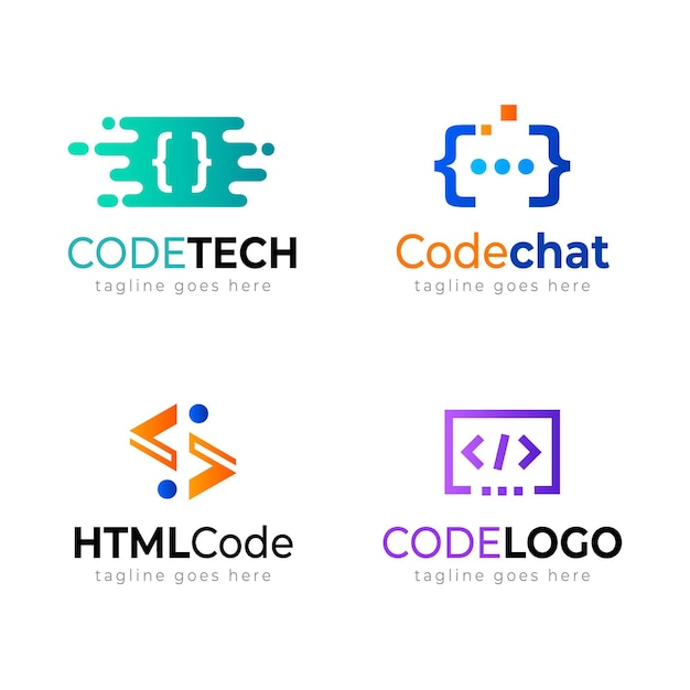 Креативный набор логотипов кода