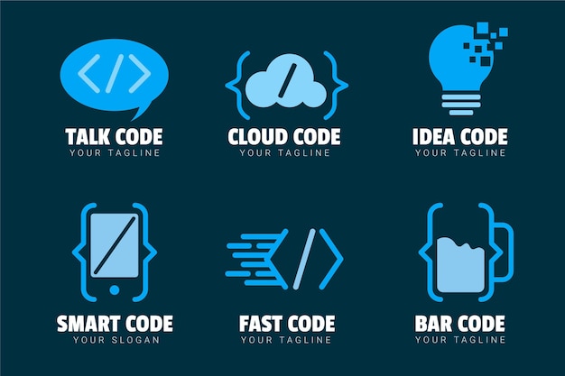 Набор логотипов креативного кода
