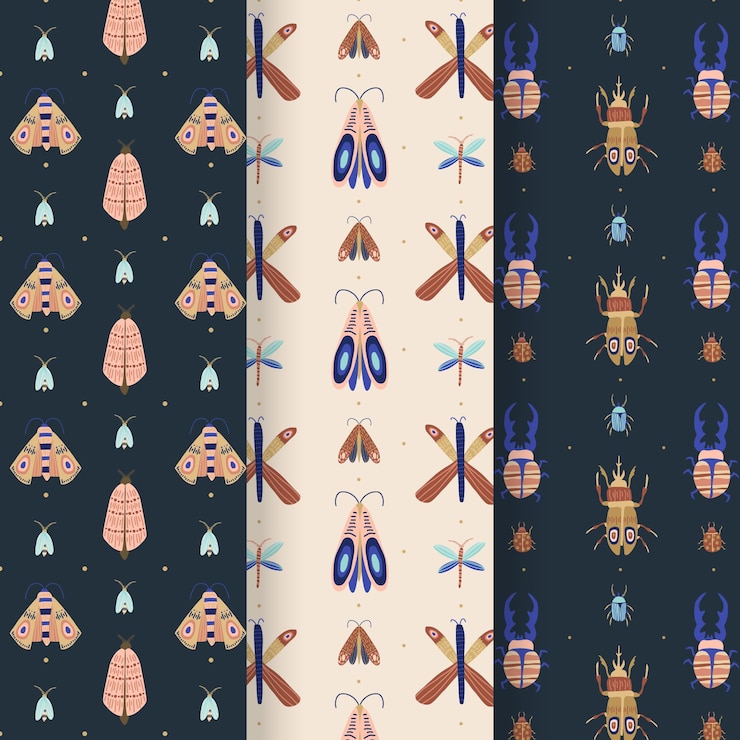Free Vector creative collection of bug patterns